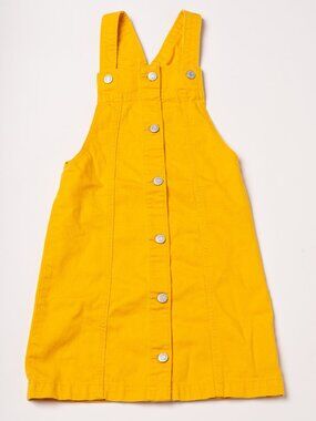 GAP Kids Girls Yellow Denim Overall Dress Large Adjustable Like New